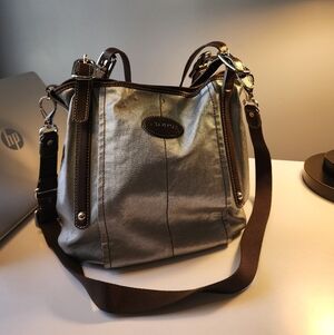 TOD'S Shoulder Bag 2way G Line PVC x Leather Tape/brown Glaze Coated Canvas